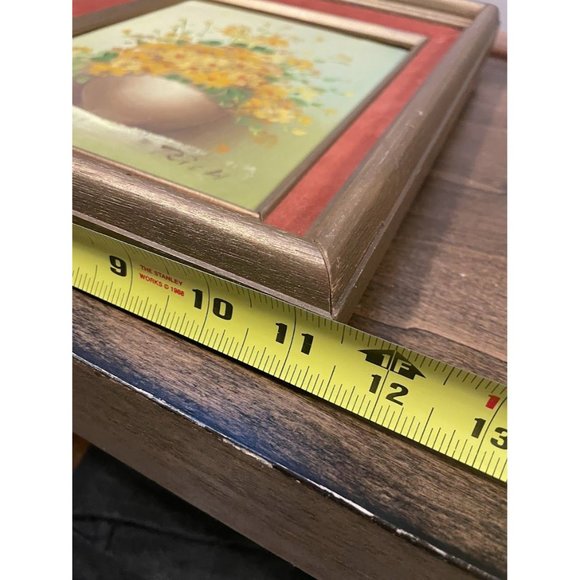 Vintage Original Oil-Acrylic Painting of Flowers-Still Life-on Board in Frame - Picture 9 of 12